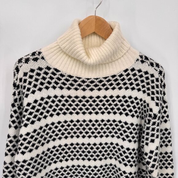 Ann Taylor Geometric Stripe Turtleneck Sweater Womens Medium Wool Blend NEW - Picture 2 of 8